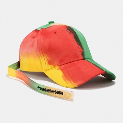 Gorra De Béisbol Con Sombrilla De Color En Contraste Unisex De Algodón Con Teñido Anudado Y Correa Larga