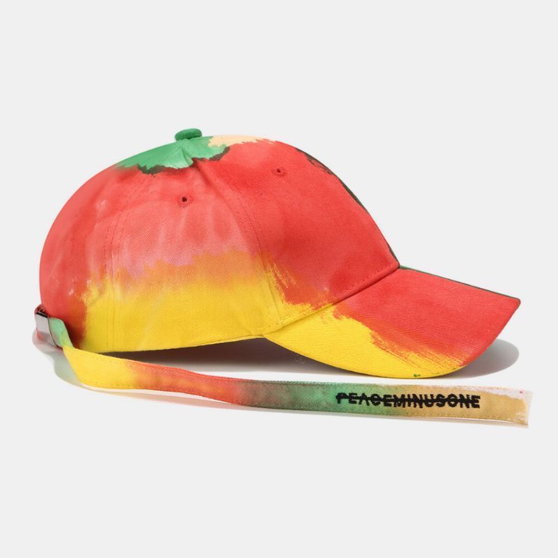 Gorra De Béisbol Con Sombrilla De Color En Contraste Unisex De Algodón Con Teñido Anudado Y Correa Larga