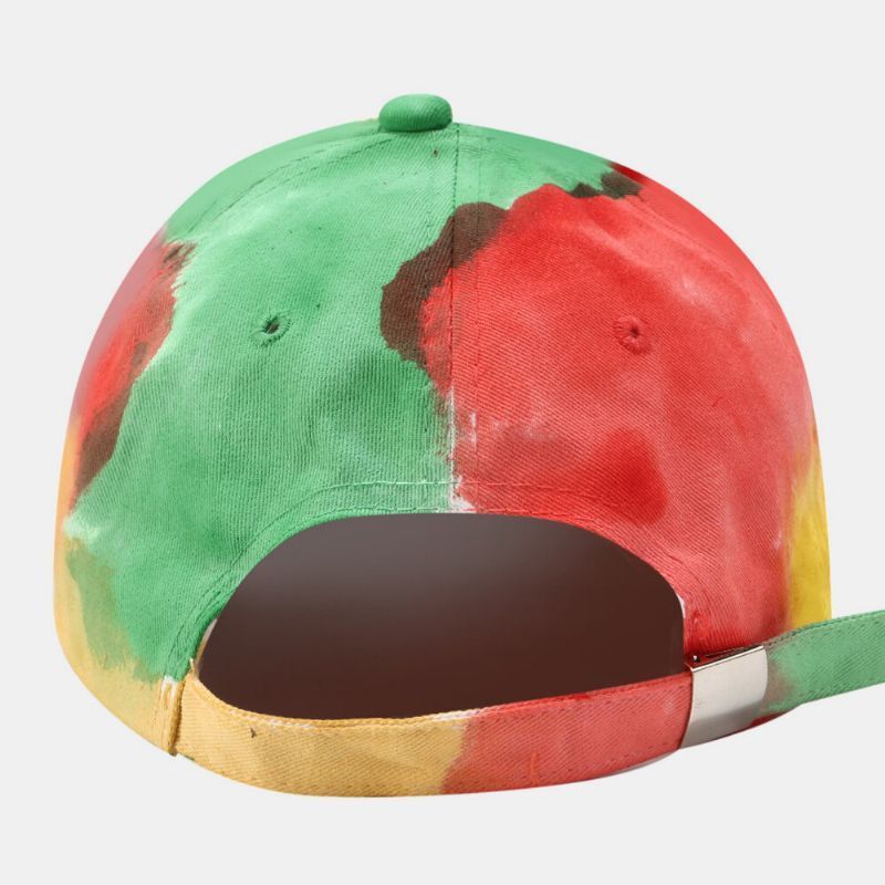 Gorra De Béisbol Con Sombrilla De Color En Contraste Unisex De Algodón Con Teñido Anudado Y Correa Larga