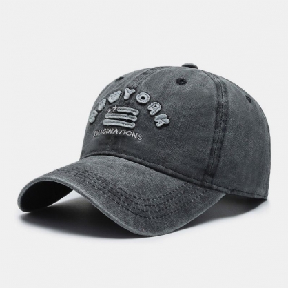 Gorra De Béisbol Con Sombrilla Deportiva Informal Y Transpirable Sólida Con Bordado De Letras De Algodón Para Hombres