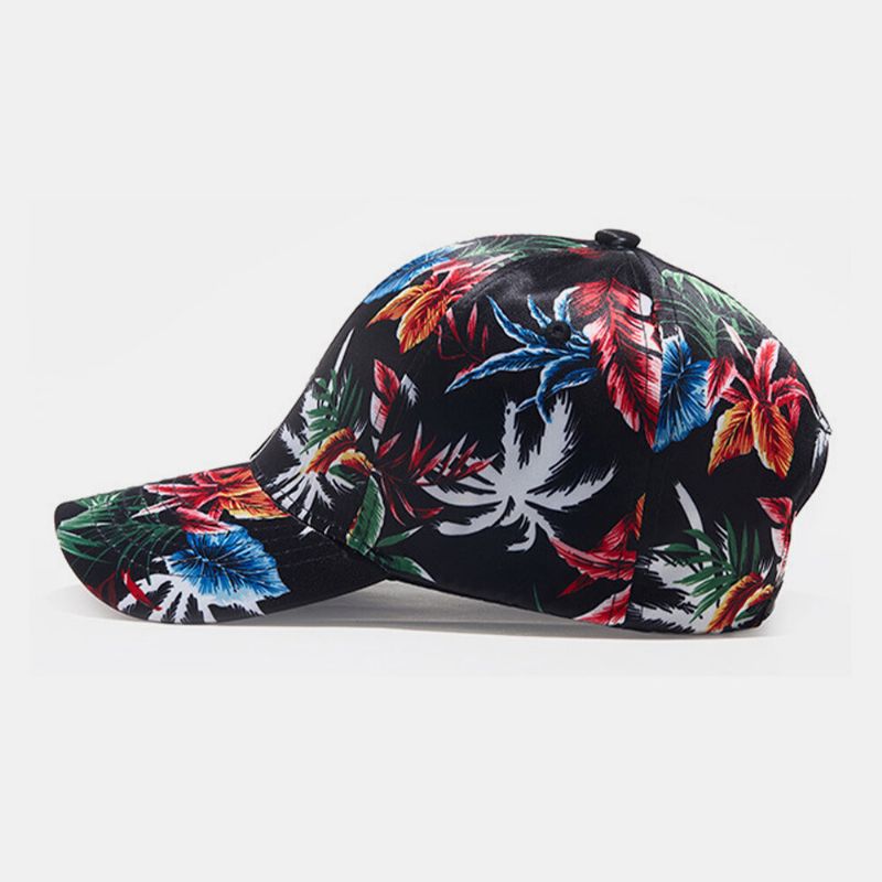 Gorra De Béisbol Con Sombrilla Juvenil Informal Con Patrón De Planta Floral Colorida Para Hombres