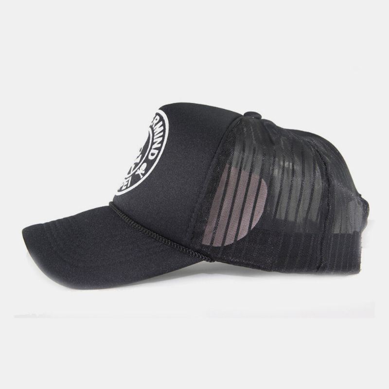 Gorra De Béisbol Con Sombrilla De Moda Transpirable De Malla Con Estampado De Letras De Calavera Para Hombre