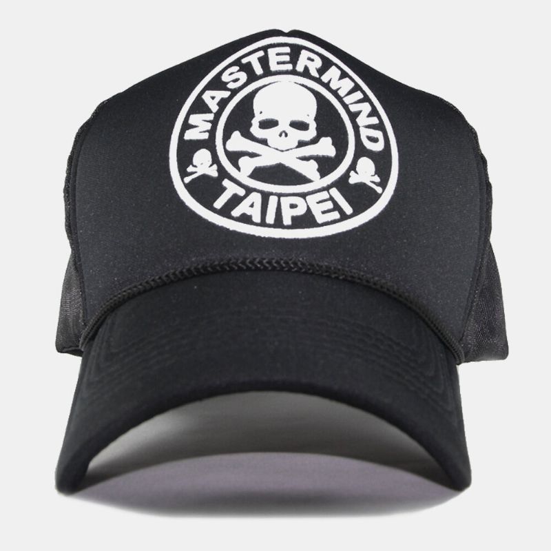 Gorra De Béisbol Con Sombrilla De Moda Transpirable De Malla Con Estampado De Letras De Calavera Para Hombre