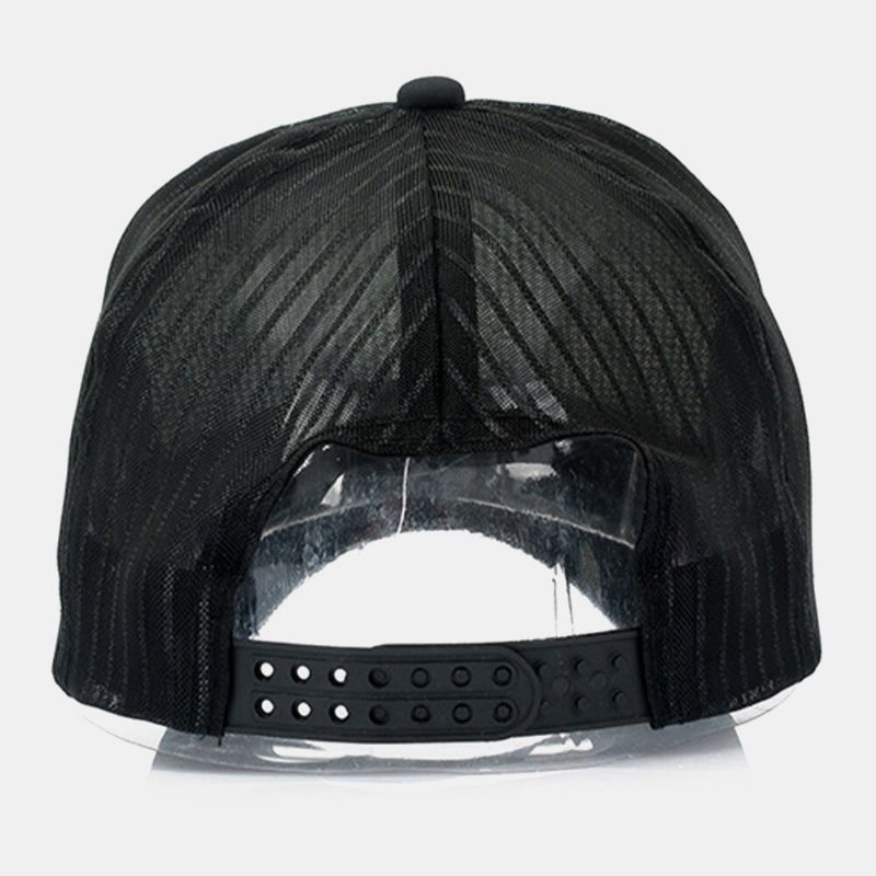 Gorra De Béisbol Con Sombrilla De Moda Transpirable De Malla Con Estampado De Letras De Calavera Para Hombre