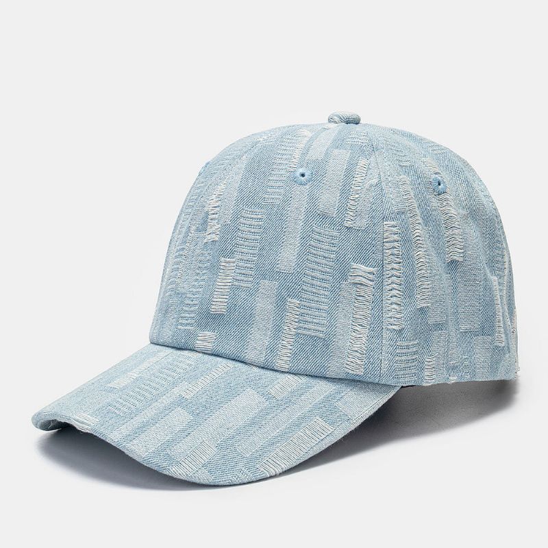 Gorra De Béisbol Con Sombrilla Retro Ajustable Con Agujero De Mezclilla Lavado Unisex