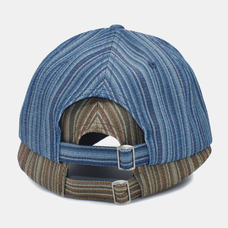 Gorra De Béisbol Con Sombrilla De Viaje Informal Con Patrón De Rayas De Algodón Unisex