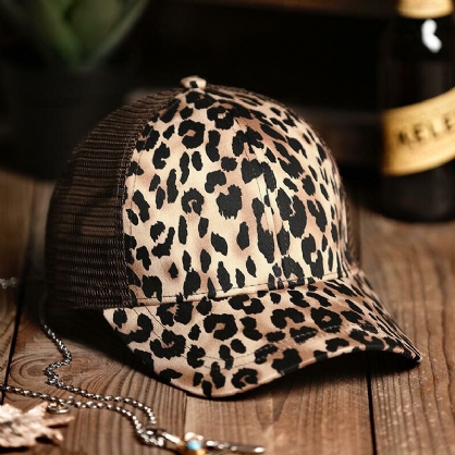 Gorra De Béisbol Con Visera De Malla Transpirable De Leopardo De Algodón Para Mujer