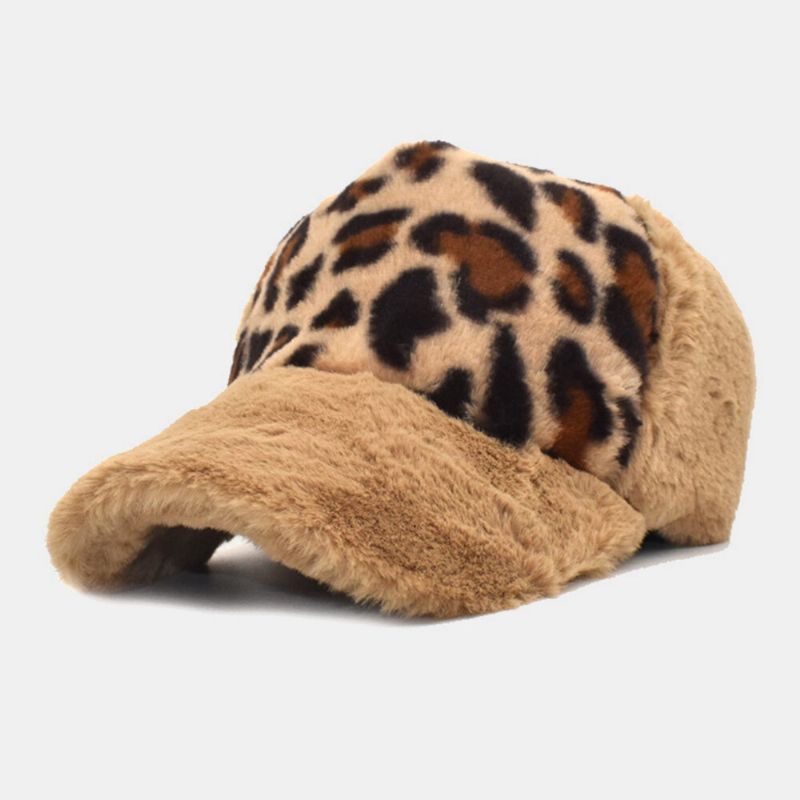 Gorra De Béisbol Con Visera Solar De Personalidad Cálida Con Patrón De Leopardo De Felpa Para Mujer