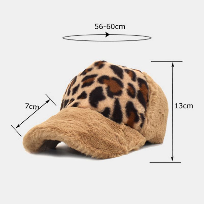 Gorra De Béisbol Con Visera Solar De Personalidad Cálida Con Patrón De Leopardo De Felpa Para Mujer