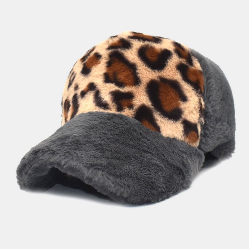 Gorra De Béisbol Con Visera Solar De Personalidad Cálida Con Patrón De Leopardo De Felpa Para Mujer