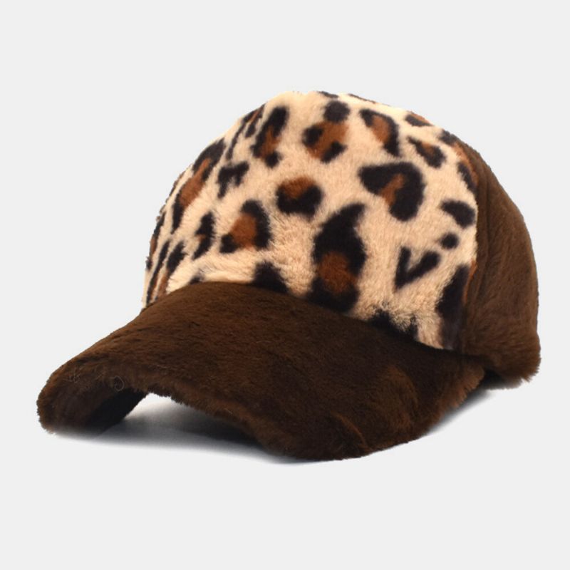 Gorra De Béisbol Con Visera Solar De Personalidad Cálida Con Patrón De Leopardo De Felpa Para Mujer