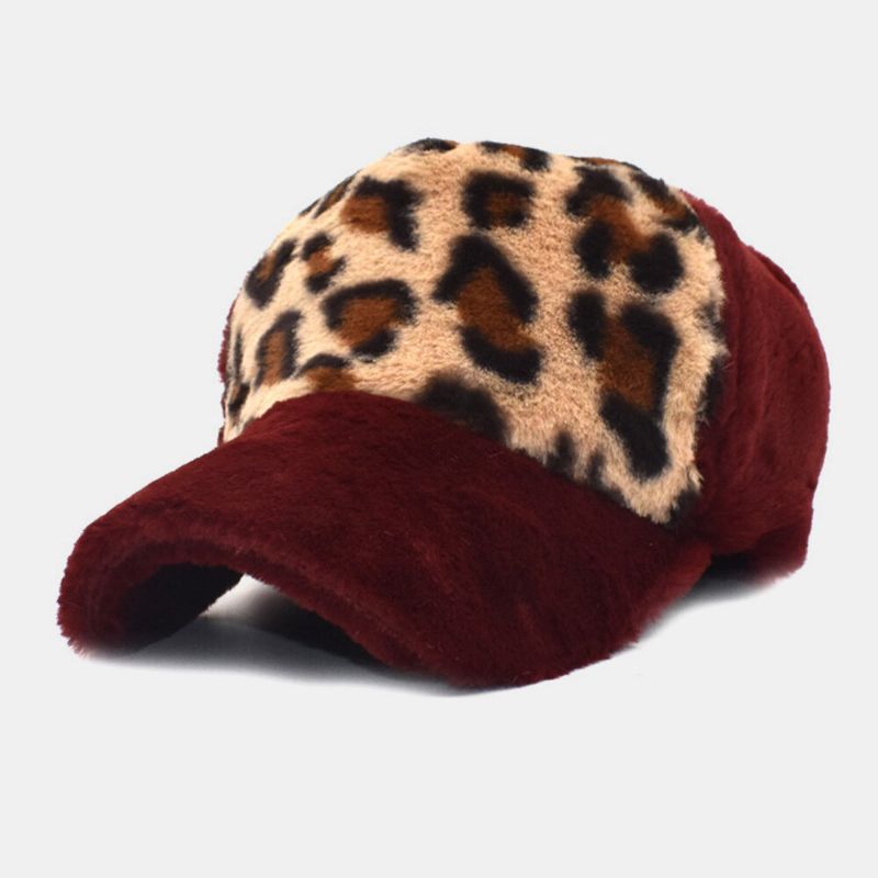 Gorra De Béisbol Con Visera Solar De Personalidad Cálida Con Patrón De Leopardo De Felpa Para Mujer