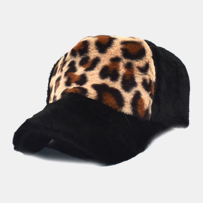 Gorra De Béisbol Con Visera Solar De Personalidad Cálida Con Patrón De Leopardo De Felpa Para Mujer