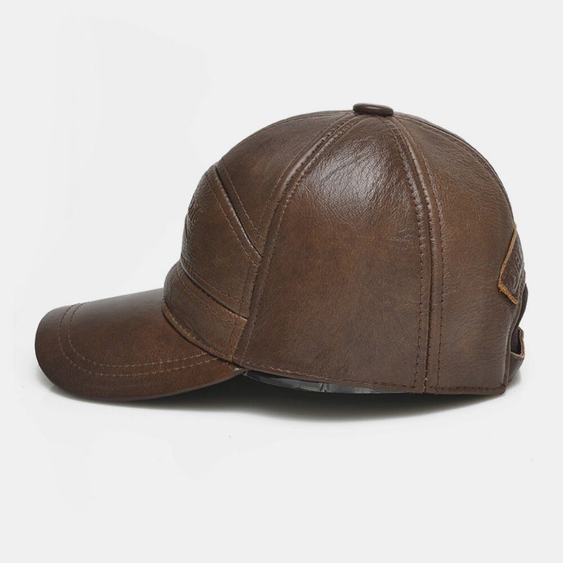 Gorra De Béisbol Con Visera Solar De Protección Auditiva Clásica Informal De Todo Fósforo Informal De Cuero Genuino Para Hombres