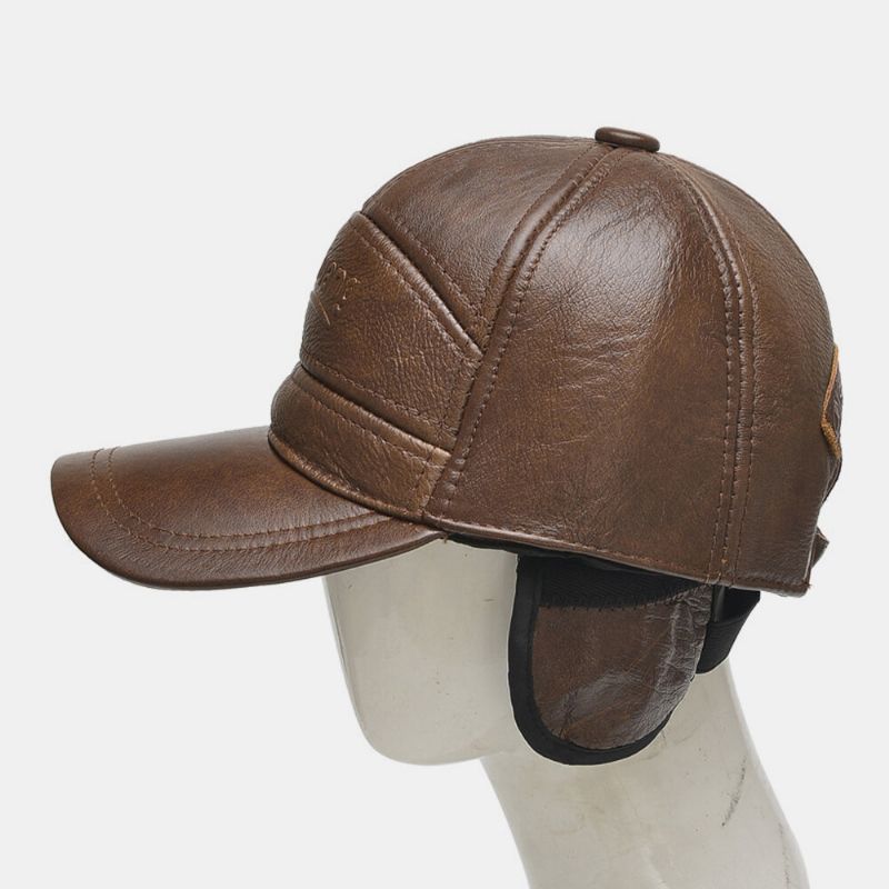 Gorra De Béisbol Con Visera Solar De Protección Auditiva Clásica Informal De Todo Fósforo Informal De Cuero Genuino Para Hombres