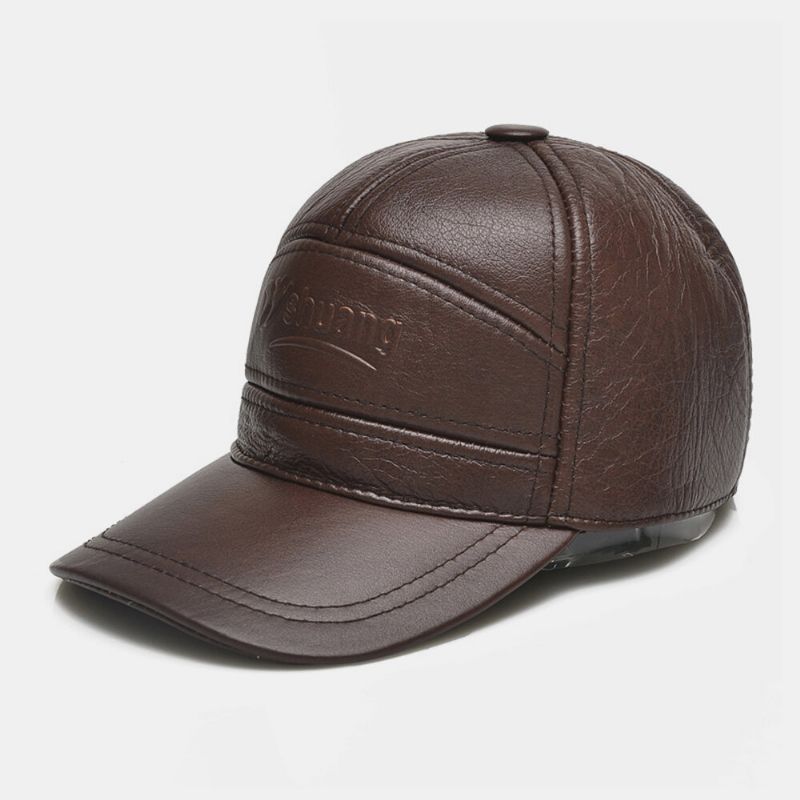 Gorra De Béisbol Con Visera Solar De Protección Auditiva Clásica Informal De Todo Fósforo Informal De Cuero Genuino Para Hombres