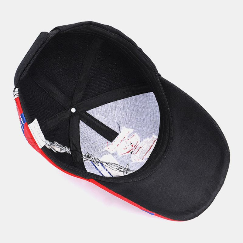 Gorra De Béisbol De Deporte Al Aire Libre Con Patrón De Bordado De Letras De Bandera De Selva De Hoja Colorida De Algodón Unisex