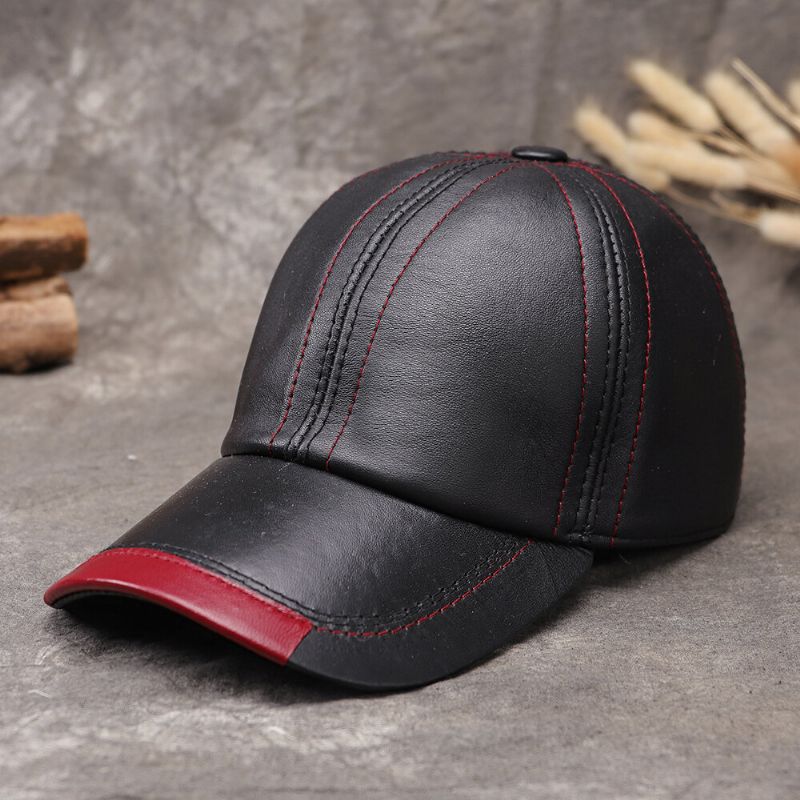 Gorra De Béisbol Deportiva Con Visera Solar Informal De Cuero Genuino Para Hombres