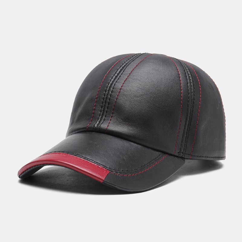 Gorra De Béisbol Deportiva Con Visera Solar Informal De Cuero Genuino Para Hombres