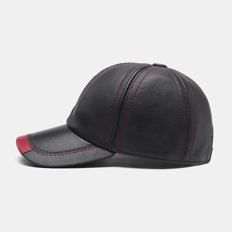 Gorra De Béisbol Deportiva Con Visera Solar Informal De Cuero Genuino Para Hombres