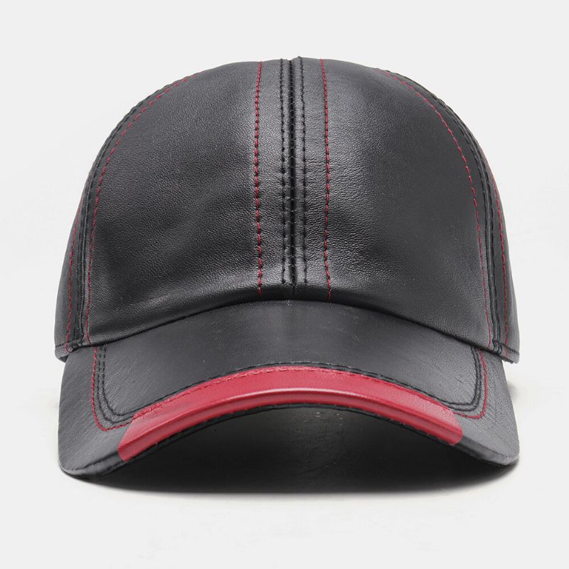 Gorra De Béisbol Deportiva Con Visera Solar Informal De Cuero Genuino Para Hombres