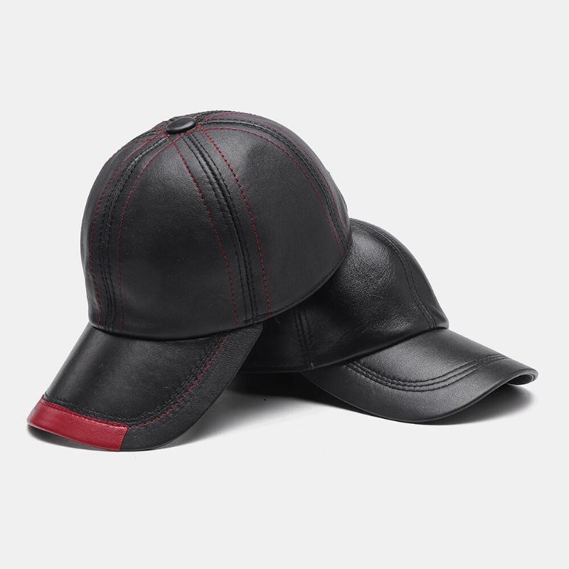 Gorra De Béisbol Deportiva Con Visera Solar Informal De Cuero Genuino Para Hombres