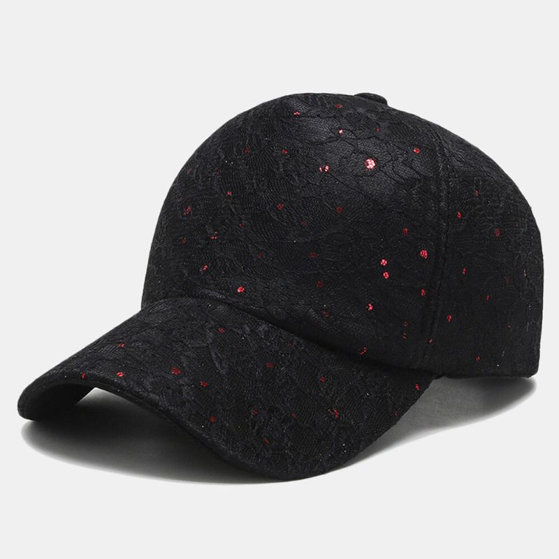 Gorra De Béisbol De Encaje De Moda Para Mujer Sombrero De Sol De Lentejuelas Transpirable