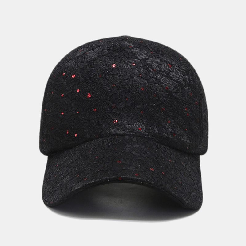 Gorra De Béisbol De Encaje De Moda Para Mujer Sombrero De Sol De Lentejuelas Transpirable