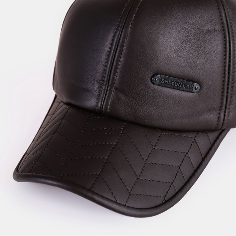 Gorra De Béisbol De Regalo Familiar De Protección Para Los Oídos Cálida De Cuero Sintético Para Hombres