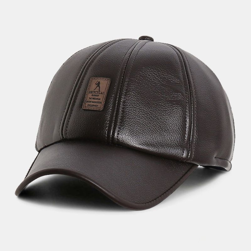 Gorra De Béisbol De Regalo Familiar De Protección Para Los Oídos Cálida De Cuero Sintético Para Hombres