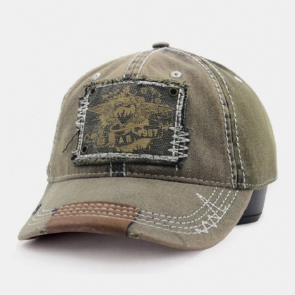 Gorra De Béisbol De Sombrilla Informal Con Estampado De Parche De Algodón Hecho A Mano Para Hombres