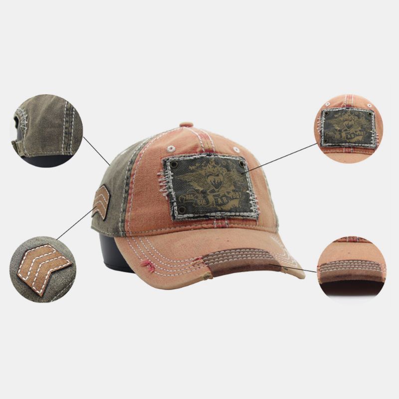 Gorra De Béisbol De Sombrilla Informal Con Estampado De Parche De Algodón Hecho A Mano Para Hombres