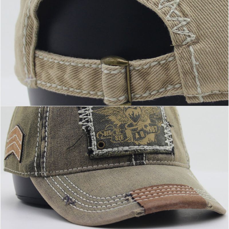 Gorra De Béisbol Transpirable Absorbente De Sudor Con Parche De Color Envejecido Y Lavado De Algodón Unisex