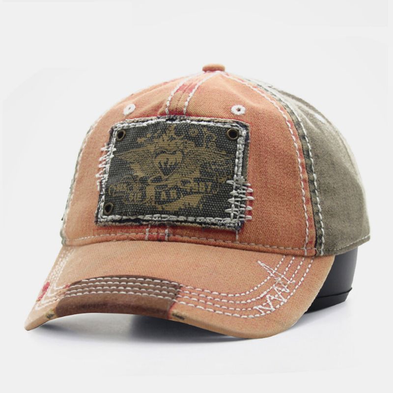 Gorra De Béisbol Transpirable Absorbente De Sudor Con Parche De Color Envejecido Y Lavado De Algodón Unisex