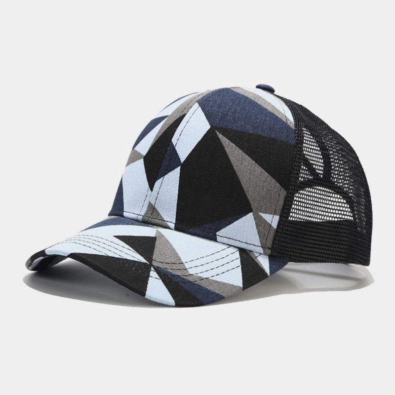 Gorra De Béisbol Transpirable Con Sombrilla Estampada Geométrica De Moda De Malla Unisex