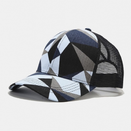 Gorra De Béisbol Transpirable Con Sombrilla Estampada Geométrica De Moda De Malla Unisex