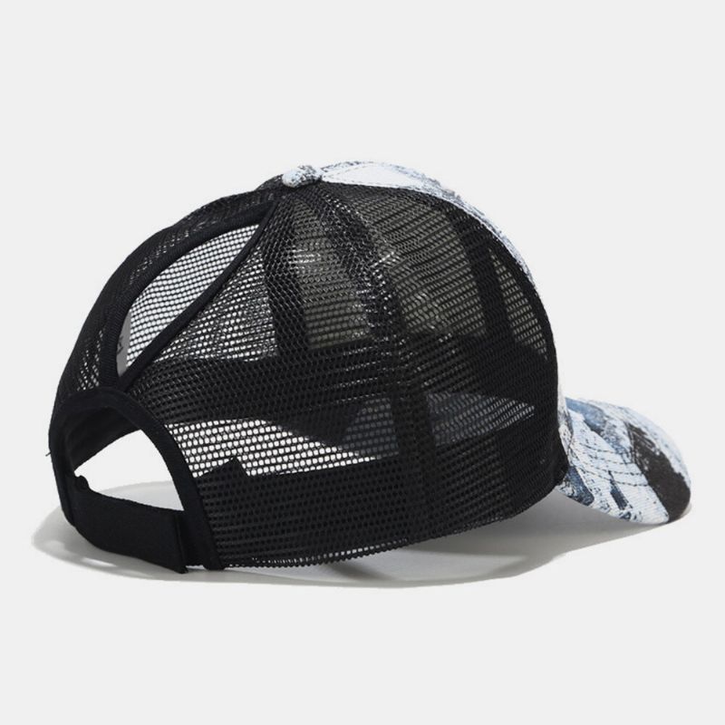 Gorra De Béisbol Transpirable Con Sombrilla Estampada Geométrica De Moda De Malla Unisex