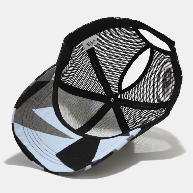 Gorra De Béisbol Transpirable Con Sombrilla Estampada Geométrica De Moda De Malla Unisex