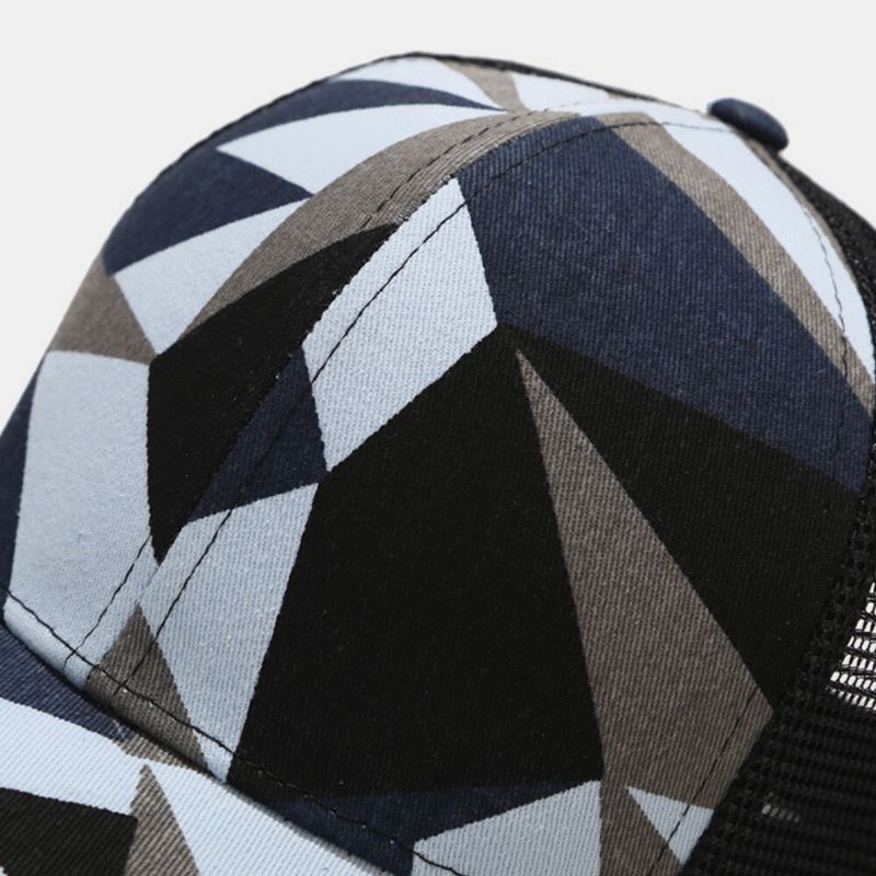 Gorra De Béisbol Transpirable Con Sombrilla Estampada Geométrica De Moda De Malla Unisex