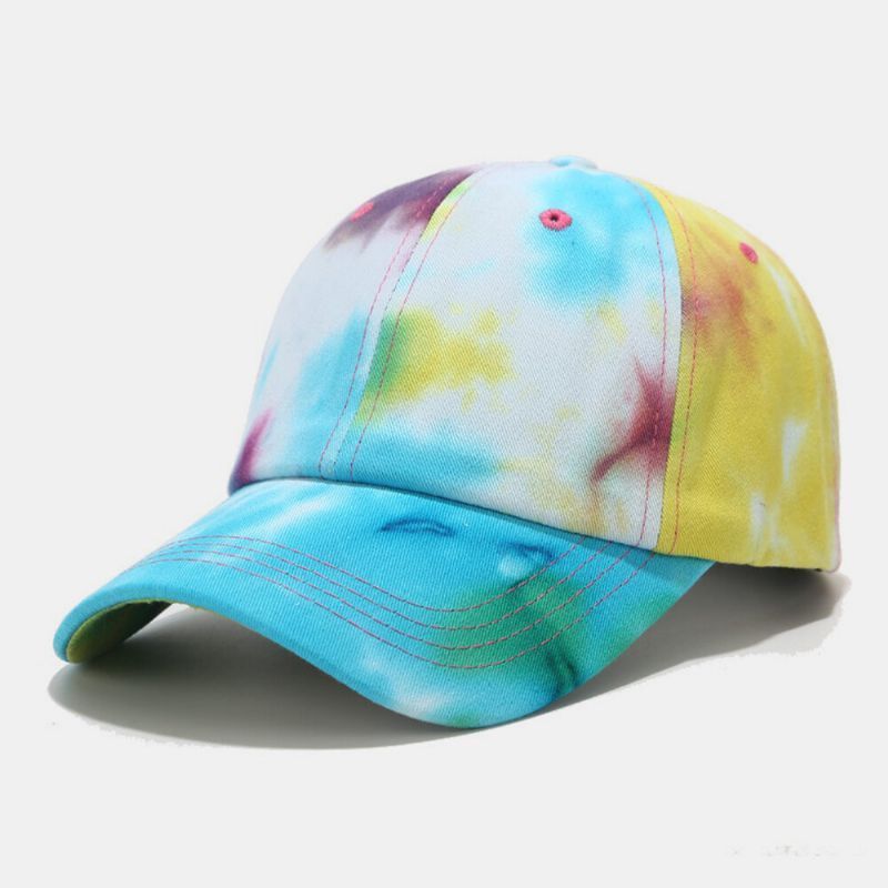 Gorra De Béisbol Unisex De Algodón Con Teñido Anudado Graffiti En Contraste De Color A La Moda Con Sombrilla