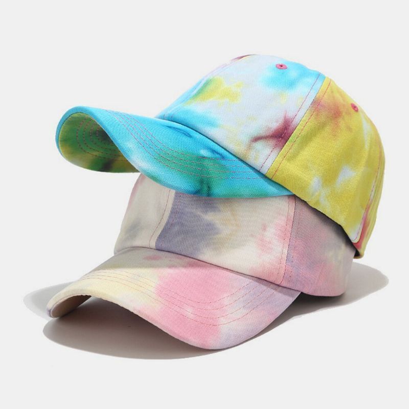 Gorra De Béisbol Unisex De Algodón Con Teñido Anudado Graffiti En Contraste De Color A La Moda Con Sombrilla