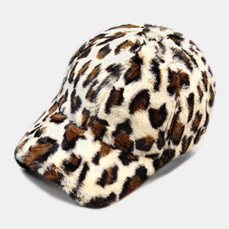 Gorra De Béisbol Unisex De Felpa Más Espesa Con Patrón De Leopardo Cálido Y Suave Para Todos Los Partidos