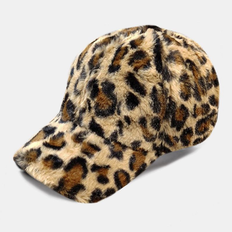 Gorra De Béisbol Unisex De Felpa Más Espesa Con Patrón De Leopardo Cálido Y Suave Para Todos Los Partidos