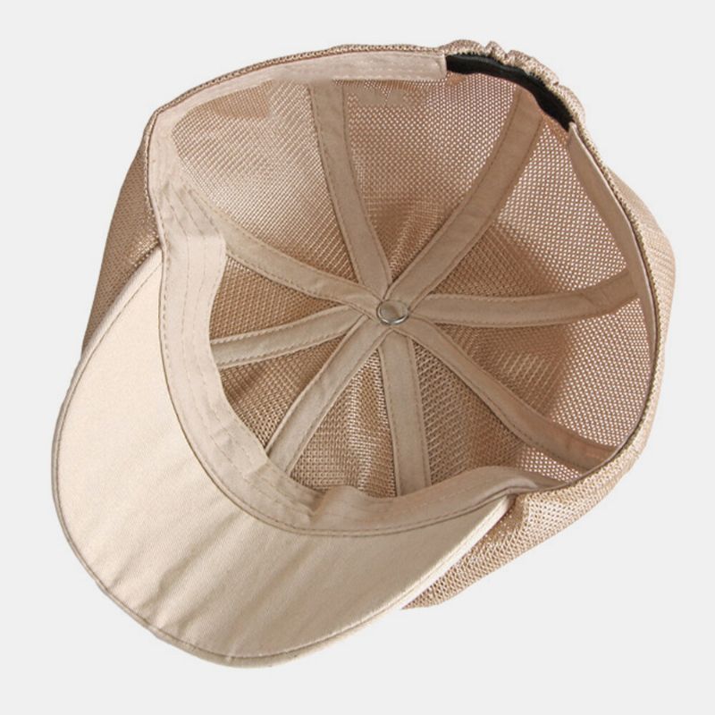 Gorra De Boina Retro Británica Transpirable De Malla Hueca Unisex Sombrero Octogonal Sombrero Delantero