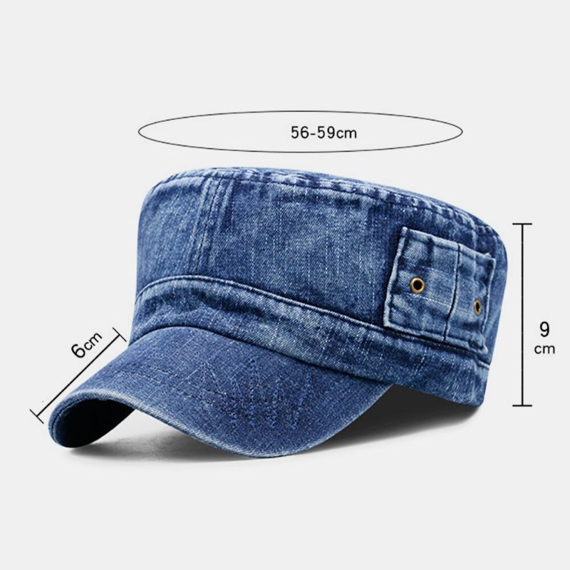 Gorra Con Visera De Sombrero Plano Transpirable Informal Al Aire Libre De Mezclilla Lavada Hecha En Edad Para Hombres