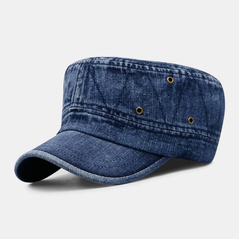 Gorra Con Visera De Sombrero Plano Transpirable Informal Al Aire Libre De Mezclilla Lavada Hecha En Edad Para Hombres