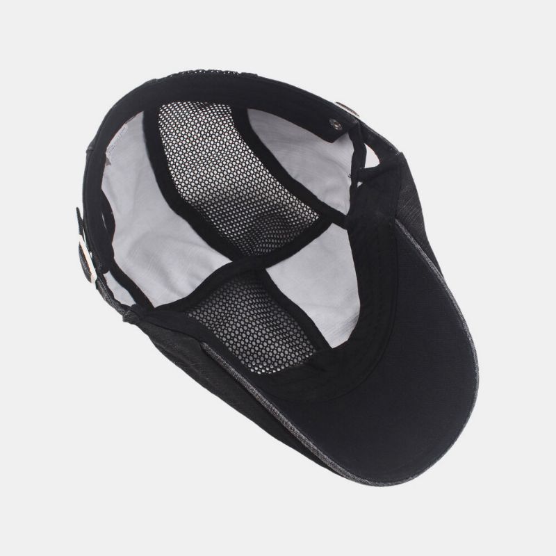 Gorra De Vendedor De Periódicos Informal Al Aire Libre Transpirable De Malla De Algodón Lavada Para Hombres Sombrero De Boina Sombrero Plano