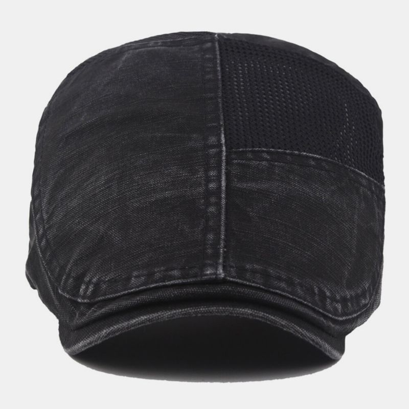 Gorra De Vendedor De Periódicos Informal Al Aire Libre Transpirable De Malla De Algodón Lavada Para Hombres Sombrero De Boina Sombrero Plano