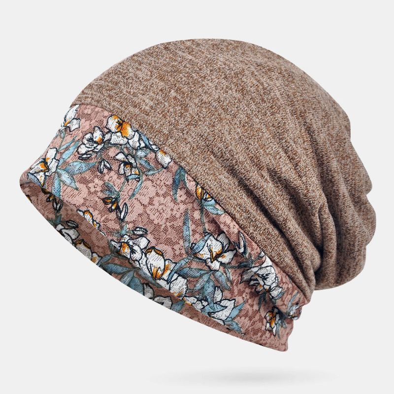 Gorro De Bufanda Con Costura De Encaje Estampado Gorro De Turbante De Doble Uso