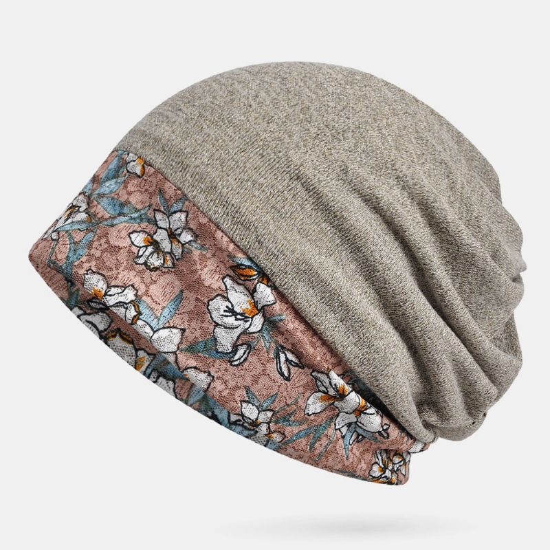 Gorro De Bufanda Con Costura De Encaje Estampado Gorro De Turbante De Doble Uso